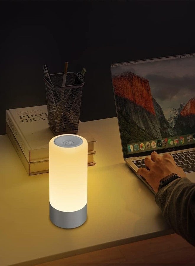 TEKCOOL Plastic Touch Control LED Night Light Table Lamp for Bedroom, Living Room, and Study, with Adjustable Brightness, USB Rechargeable (A1), White - Image 5